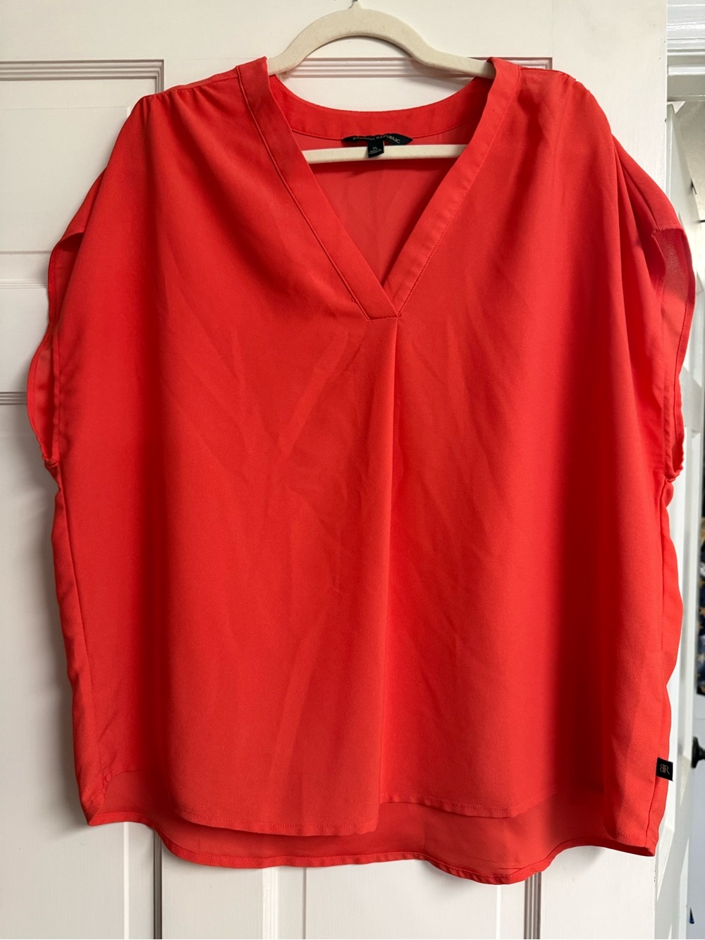 Banana Republic Bright Coral V-Neck Blouse